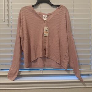 Hippie Rose Waffle Knit Button-Up Top in Sweet Rose – Size Small –